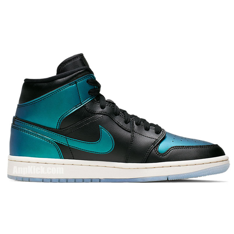 Air Jordan 1 Mid Black Iridescent Mens Gs Aj1 Shoes Bq6472 009 (2) - newkick.app