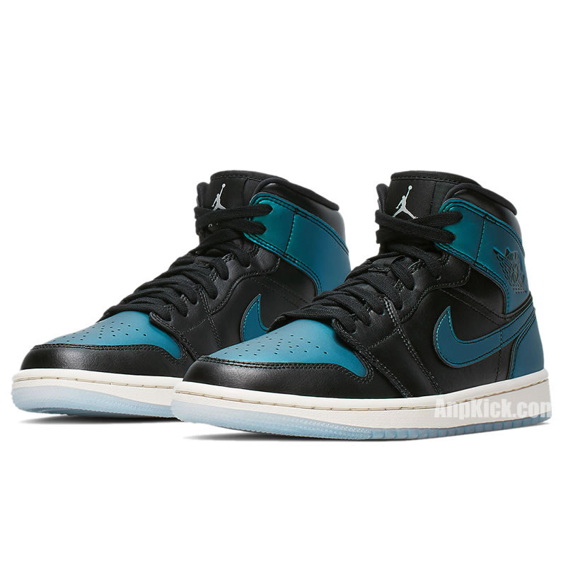 Air Jordan 1 Mid Black Iridescent Mens Gs Aj1 Shoes Bq6472 009 (3) - newkick.app