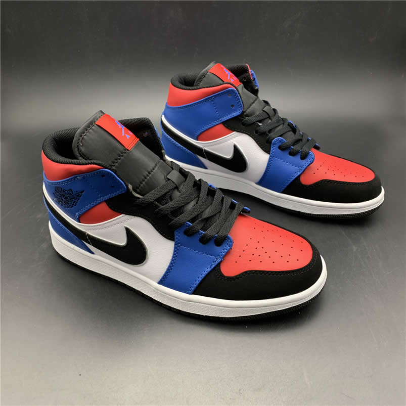 Air Jordan 1 Mid GS 'Top 3' Red/Blue/White/Black Pics 554725-124