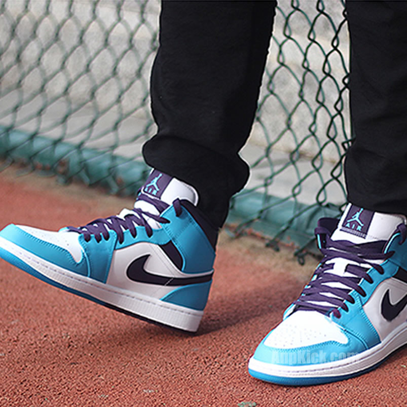 Air Jordan 1 Mid Hornets Blue Lagoon Grand Purple 554724 415 (7) - newkick.app