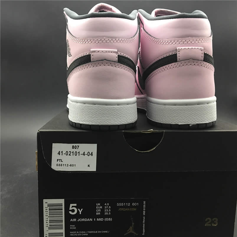 Air Jordan 1 Mid Pink Black White Womens GS Shoes 555112-601 Pics