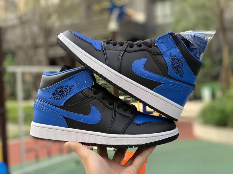 Air Jordan 1 Mid 'Royal Blue' Paint Splatter Shoes 554724-048 Pics