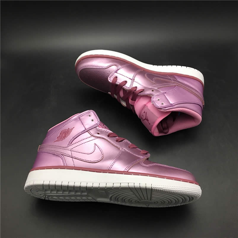 Air Jordan 1 Mid SE 'Pink Rise' AJ1 Kids GS Shoes AV5174-640 Pics