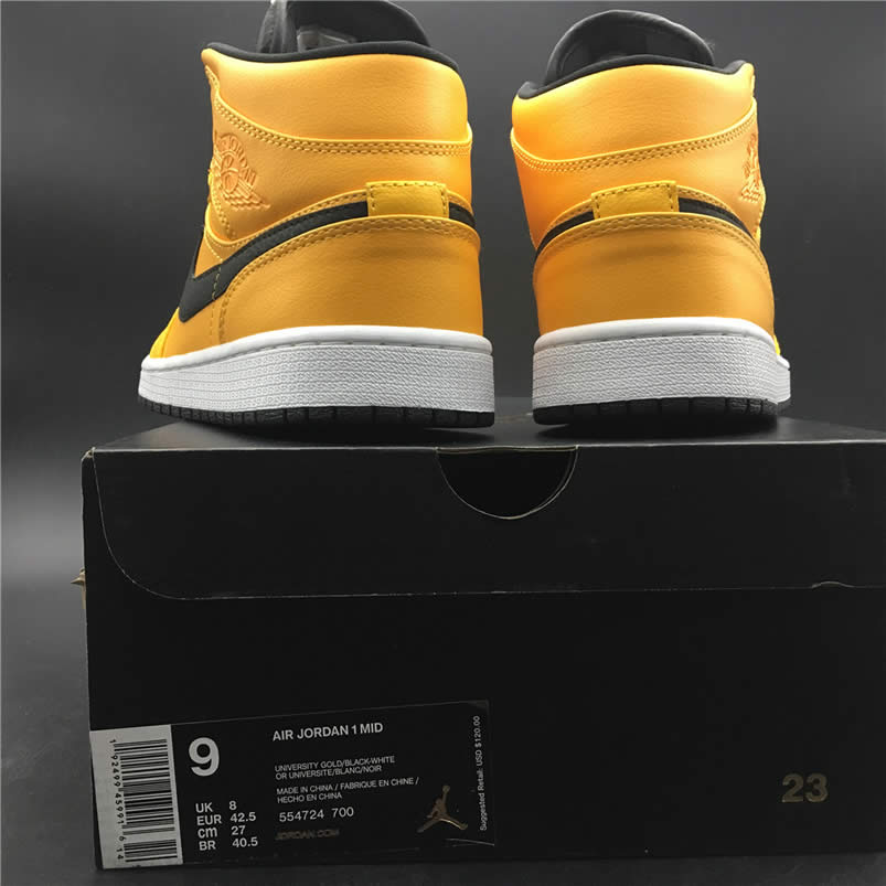 Air Jordan 1 Mid Shoes Taxi Yellow University Gold Aj1 554724 700 (8) - newkick.app