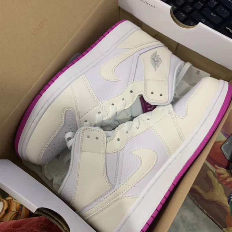 Air Jordan 1 Retro Custom Mid Gs Womens Pink Light Bone Chameleon 555112 Id (10) - newkick.app