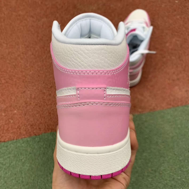 Air Jordan 1 Retro Custom Mid Gs Womens Pink Light Bone Chameleon 555112 Id (2) - newkick.app