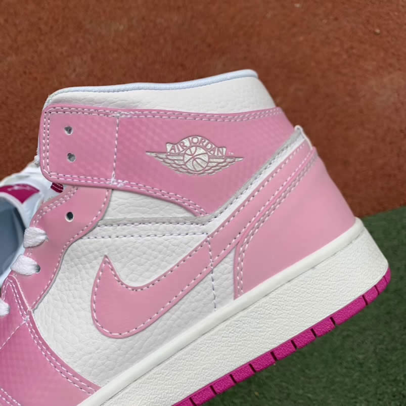 Air Jordan 1 Retro Custom Mid Gs Womens Pink Light Bone Chameleon 555112 Id (5) - newkick.app