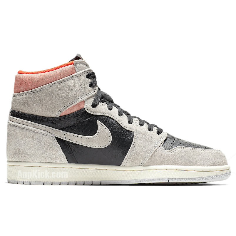 Air Jordan 1 Retro High OG 'Neutral Grey' Hyper Crimson Shoes On Feet 555088-018