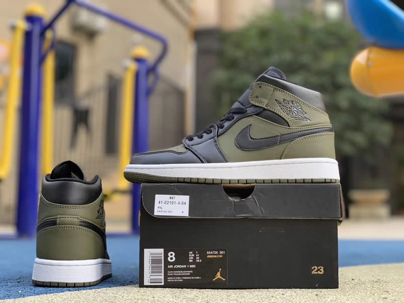 Nike Air Jordan 1 Mid 'Dark Olive Canvas' Release Date 554724-301 Pics