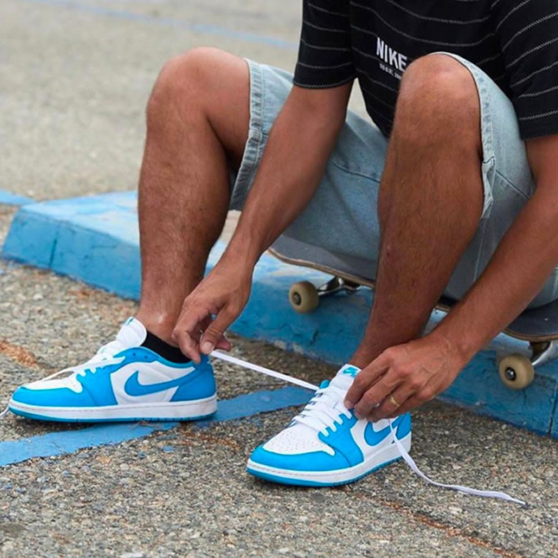 Nike Sb Air Jordan 1 Low Unc Blue On Feet (4) - newkick.app