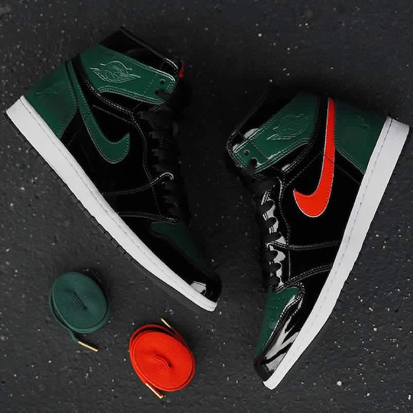 Solefly Miami Art Basel x Air jordan 1 Green Patent Leather 'Friends & Family' AV3905-038 Pics