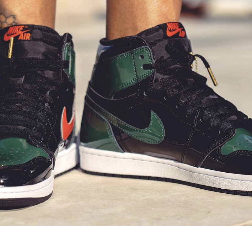 Solefly Miami Art Basel x Air jordan 1 Green Patent Leather 'Friends & Family' On Feet AV3905-038