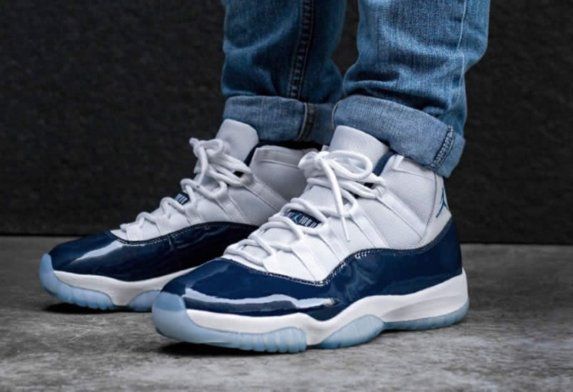 Air Jordan 11 Retro GS Mens 'Win Like 82' On Feet University Blue Midnight Navy 378038-123