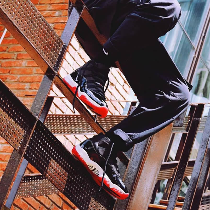 Air Jordan 11 Bred 2019 Black Red On Feet Release Date 378037 061 (1) - newkick.app