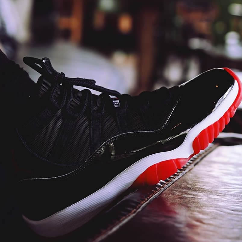 Air Jordan 11 Bred 2019 Black Red On Feet Release Date 378037 061 (7) - newkick.app