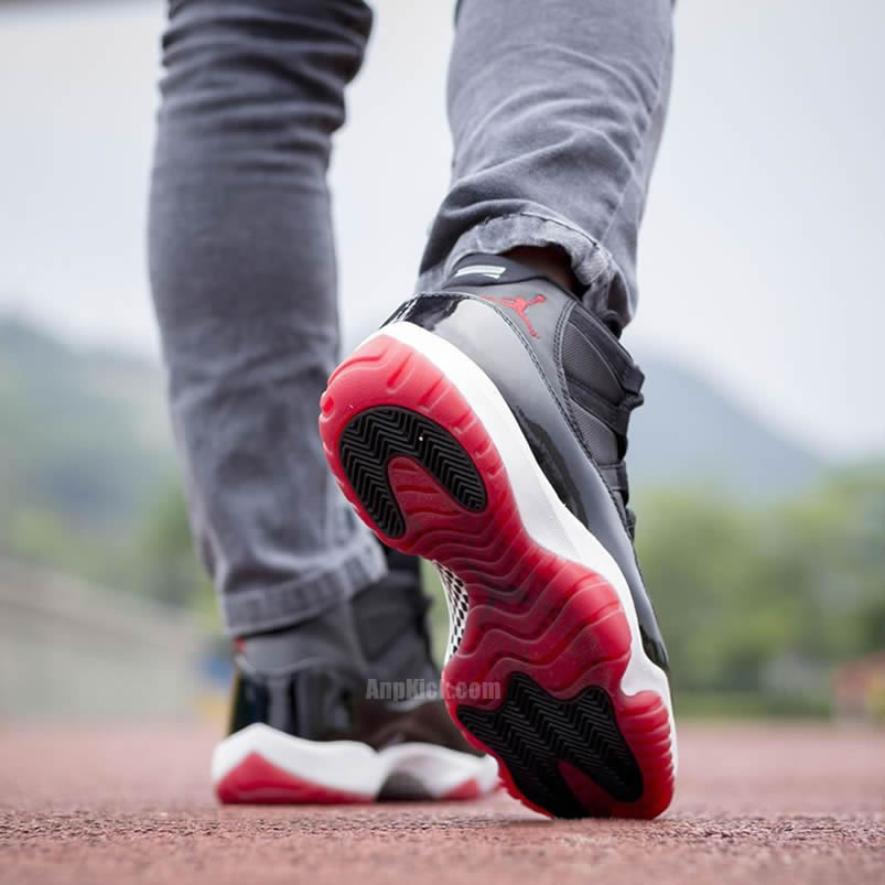 Air Jordan 11 Bred 2019 Black Red On Feet Release Date 378037 061 (9) - newkick.app