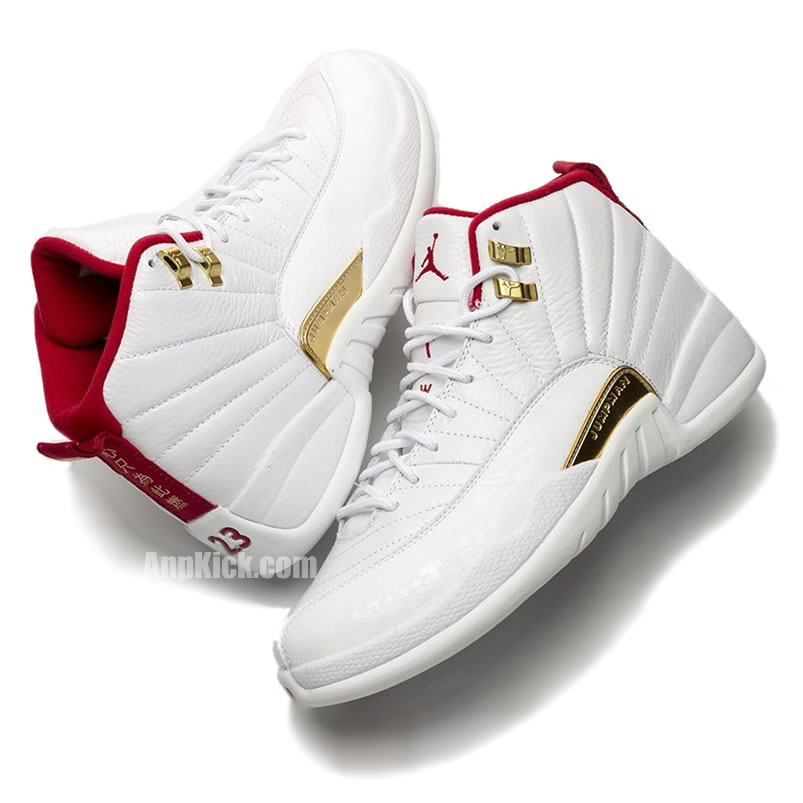 Air Jordan 12 Fiba 2019 White University Red Gold 130690 107 (3) - newkick.app