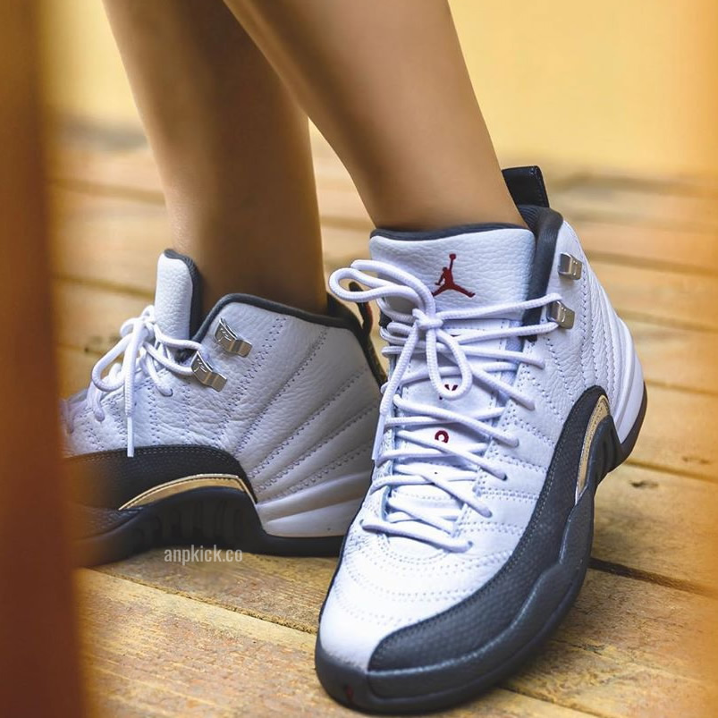 Air Jordan 12 White Dark Grey Gym Red Gs On Feet Release Date 130690 160 (1) - newkick.app