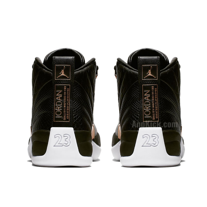 Air Jordan 12 Wmns Snakeskin Midnight Black White Gold Ao6068 007 (5) - newkick.app