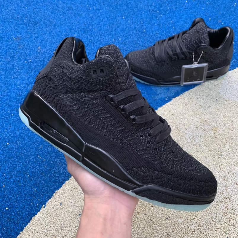 Air Jordan 3 Retro Flykit Black Glow On Feet For Sale AQ1005-001 Pics