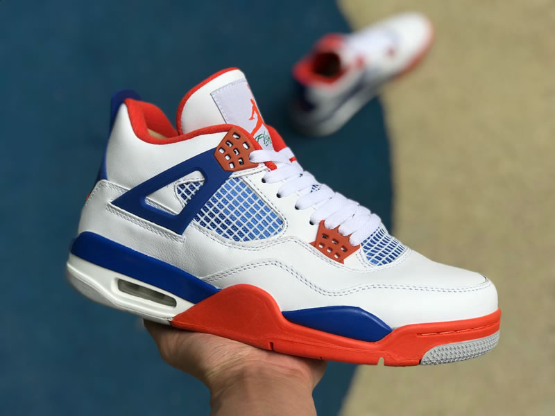 Air Jordan 4 Retro White Royal Orange Jordan 4 Custom Shoes 308497-171