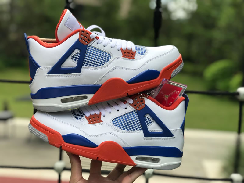 Air Jordan 4 Retro White Royal Orange Jordan 4 Custom Shoes 308497-171