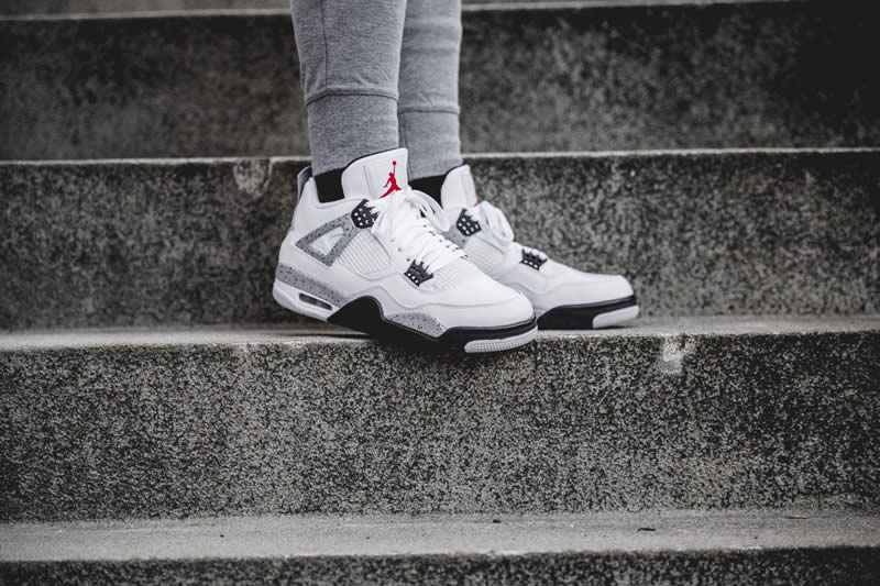 air jordan 4 iv retro og white cement on feet