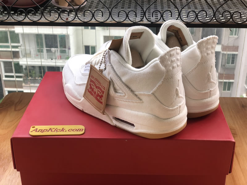 Levi's x Air Jordan 4 Retro 'White Denim' For Sale Side Behind Images