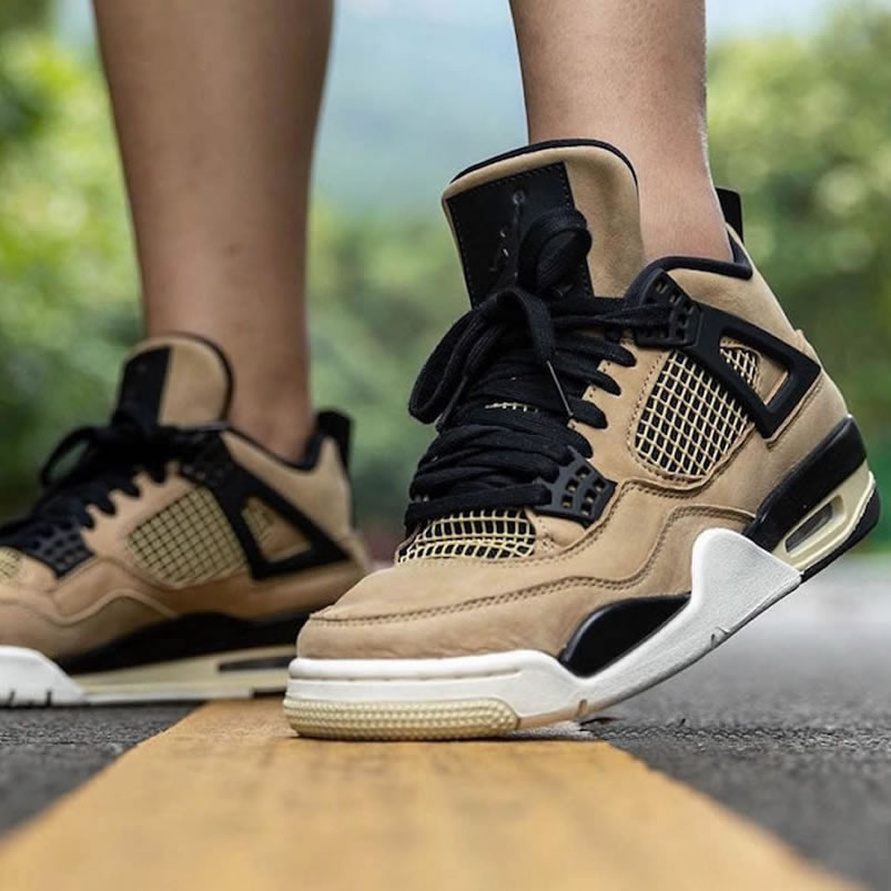 Air Jordan 4 Wmns Mushroom On Feet Womens Mens Aj4 Shoes Release Date Aq9129 200 (2) - newkick.app