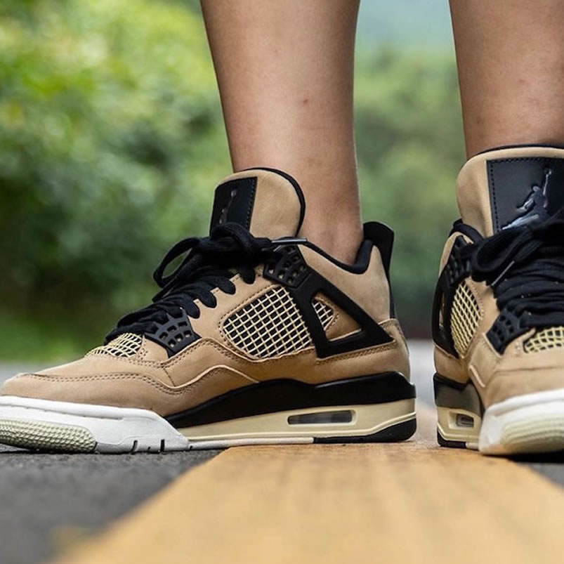 Air Jordan 4 Wmns Mushroom On Feet Womens Mens Aj4 Shoes Release Date Aq9129 200 (3) - newkick.app