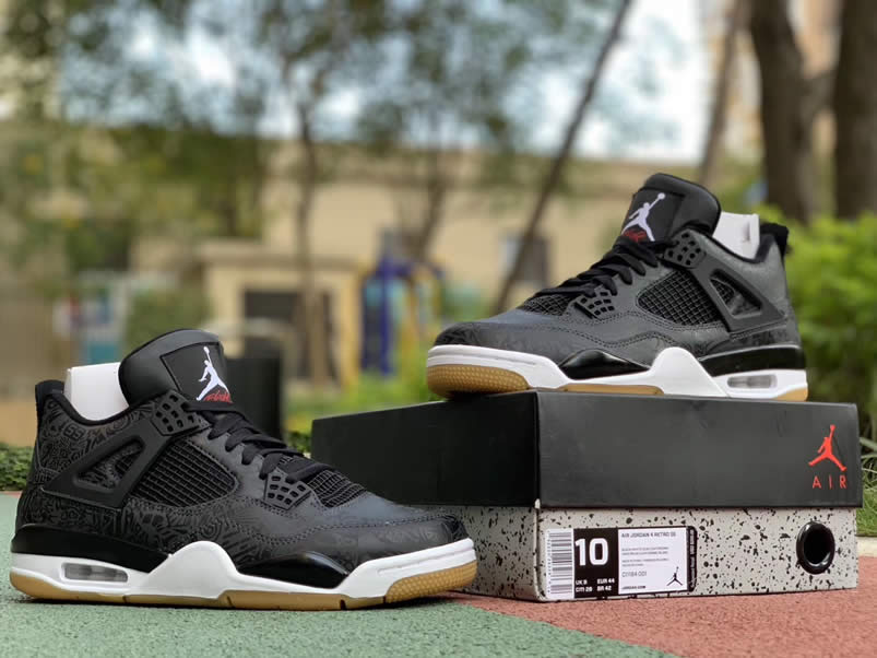 Air Jordan Retro 4 SE Laser 30th Anniversary 'Black Gum' Aj4 Shoes CI1184-001 Pics