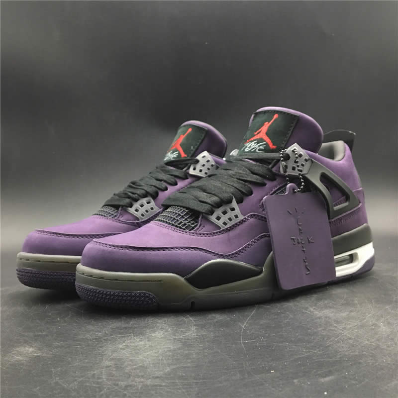 Travis Scott Air Jordan 4 Purple On Feet For Sale (1) - newkick.app