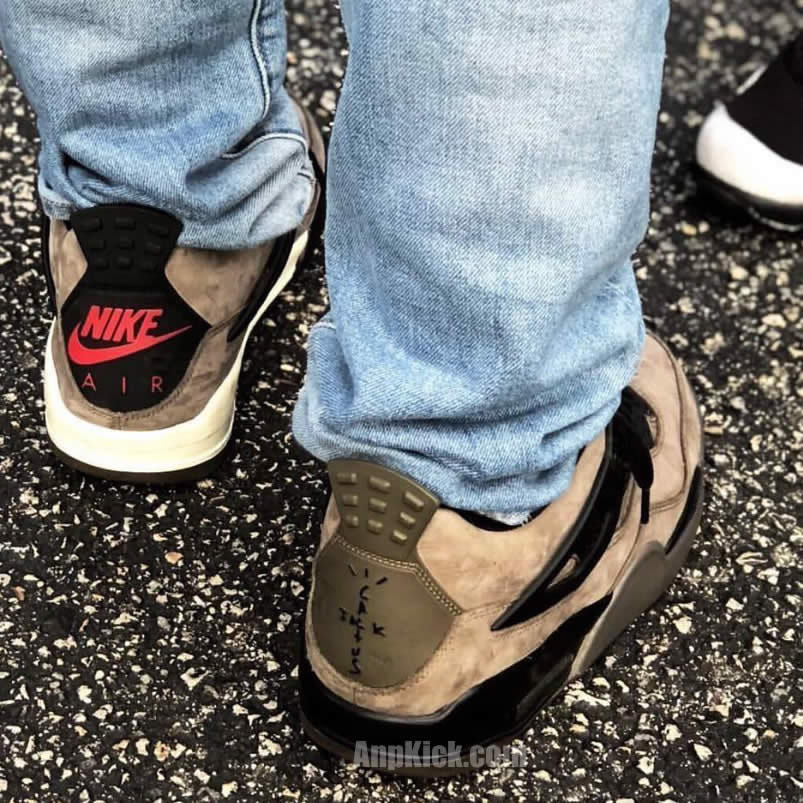 Travis Scott Olive Air Jordan 4 On Feet (2) - newkick.app