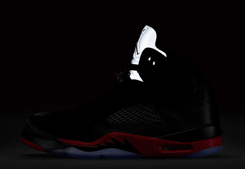 Air Jordan 5 Satin Bred Black University Red For Sale On Feet Outfit 136027 006 (14) - newkick.app