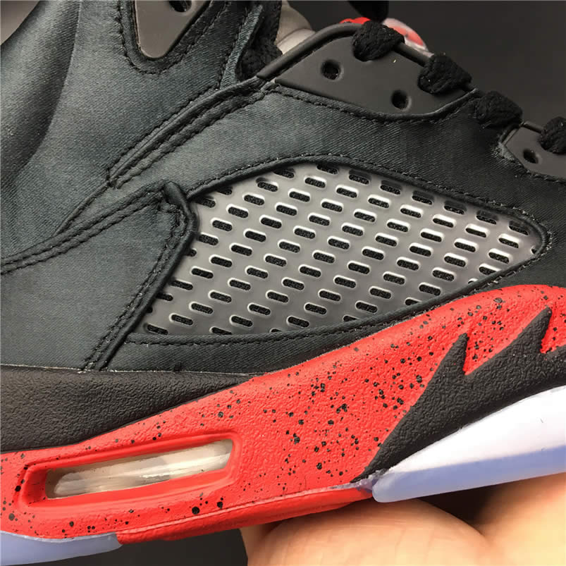 Air Jordan 5 Satin Bred Black University Red For Sale On Feet Outfit 136027 006 (4) - newkick.app