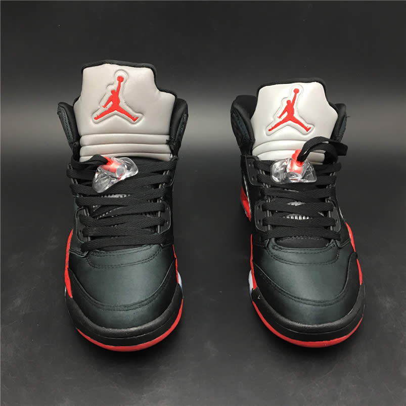 Air Jordan 5 Satin Bred Black University Red For Sale On Feet Outfit 136027 006 (5) - newkick.app