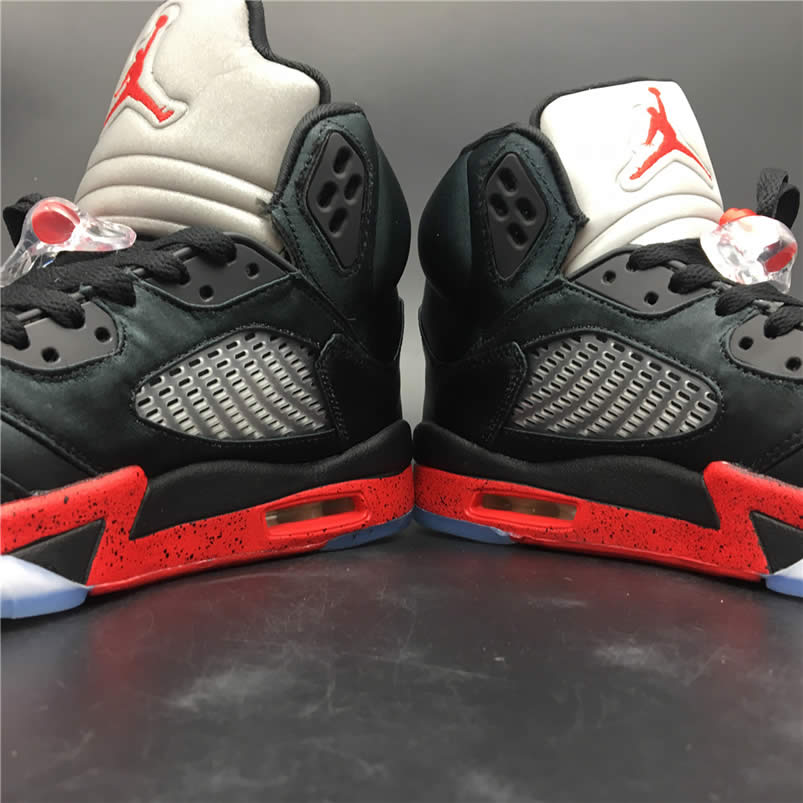 Air Jordan 5 Satin Bred Black University Red For Sale On Feet Outfit 136027 006 (6) - newkick.app