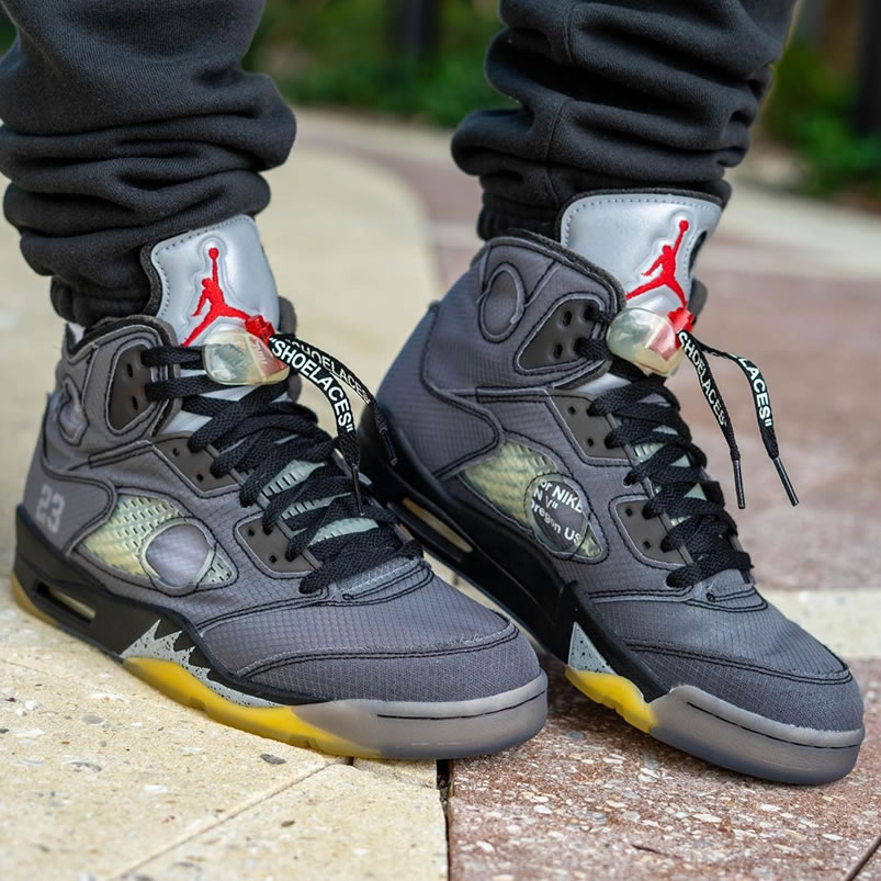 Off White Air Jordan 5 Black 2020 On Feet Release Date Ct8480 001 (1) - newkick.app