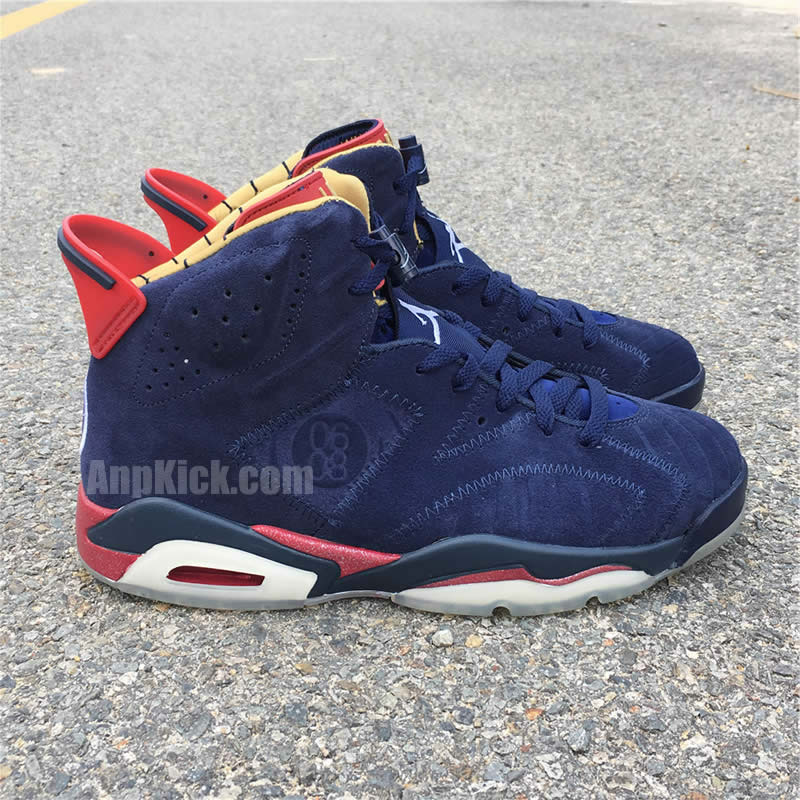 air jordan 6 retro db doernbecher navy blue and red detail image (3)