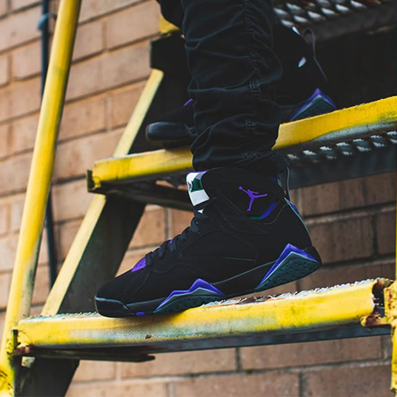 Air Jordan Retro 7 Ray Allen On Foot Pe Black And Purple 304775 053 (5) - newkick.app