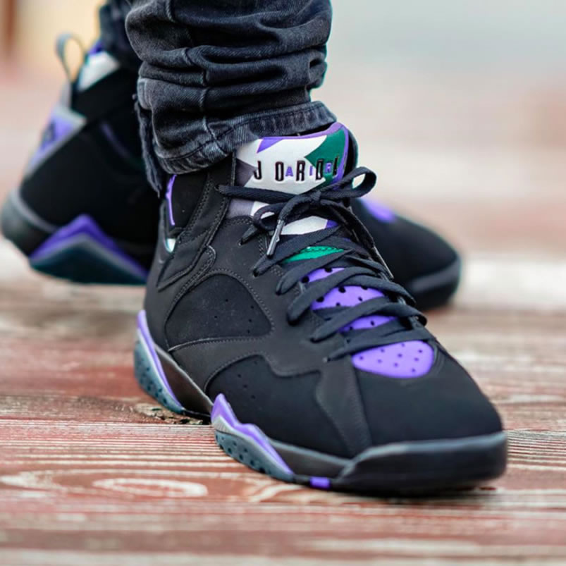 Air Jordan Retro 7 Ray Allen On Foot Pe Black And Purple 304775 053 (9) - newkick.app