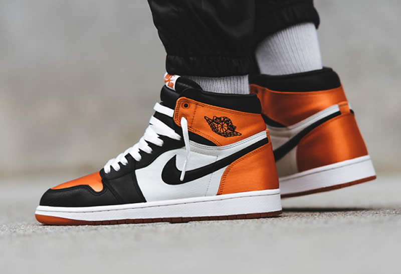 air jordan 1 retro satin orange shattered backboard for sale on feet