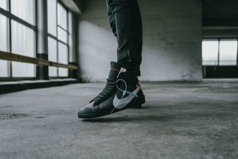 Nike Blazer Mid Off-White 'Grim Reaper' Black White On Feet AA3832-001