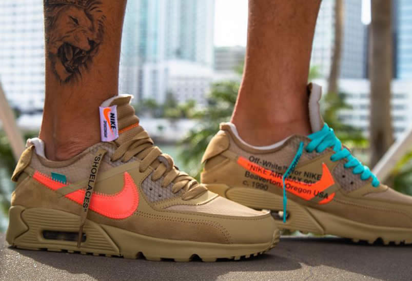 Off-White x Nike Air Max 90 'Desert Ore' On Feet AA7293-200