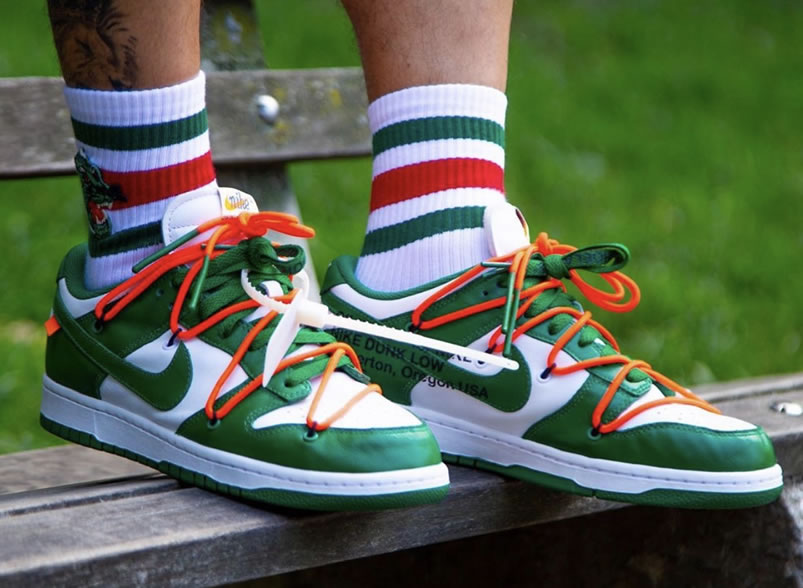 Off White Nike Dunk Low Pine Green On Feet Release Date Ct0856 100 (2) - newkick.app