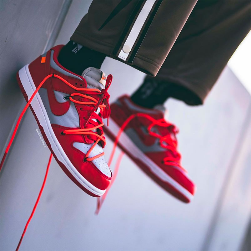 Off White Nike Dunk Low University Red Grey On Feet Release Date Ct0856 600 (1) - newkick.app