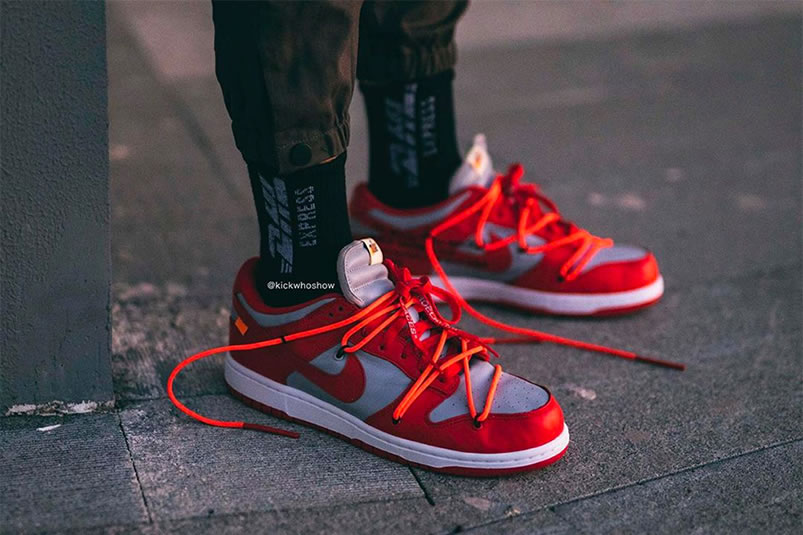 Off White Nike Dunk Low University Red Grey On Feet Release Date Ct0856 600 (2) - newkick.app