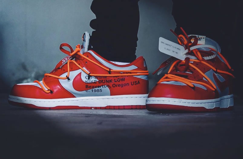 Off White Nike Dunk Low University Red Grey On Feet Release Date Ct0856 600 (4) - newkick.app