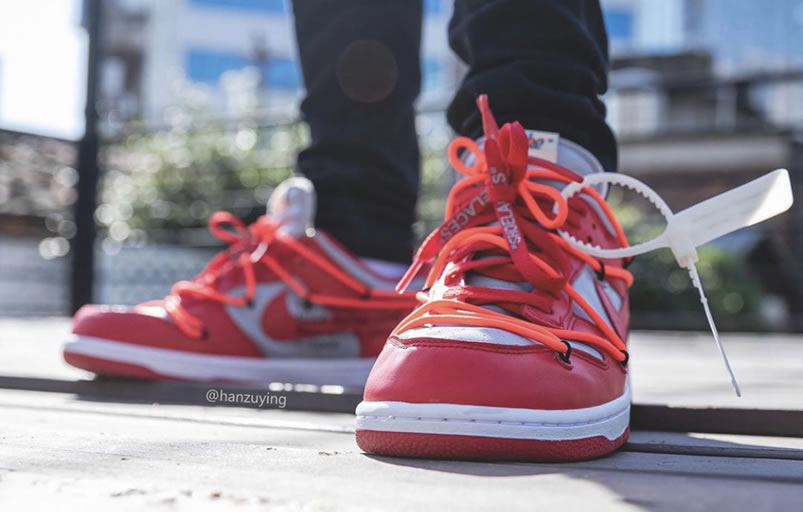 Off White Nike Dunk Low University Red Grey On Feet Release Date Ct0856 600 (6) - newkick.app