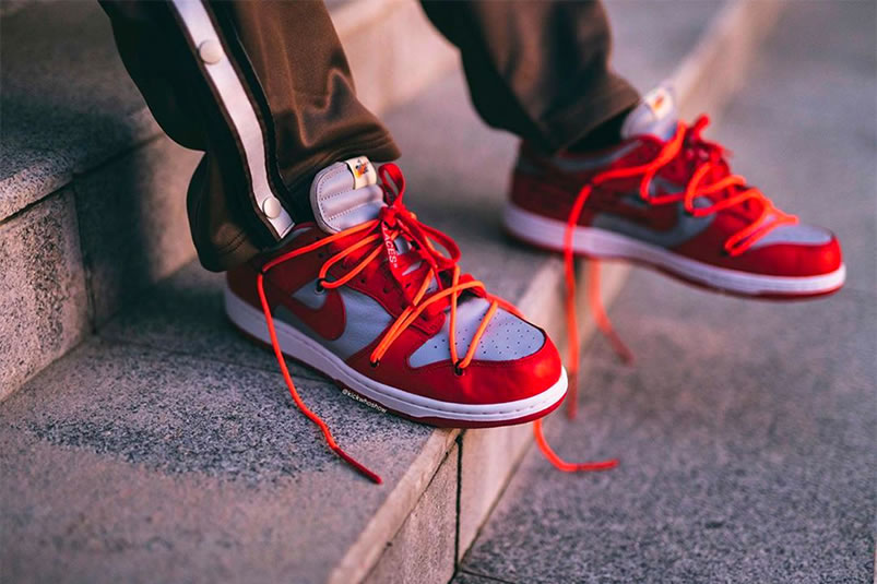 Off White Nike Dunk Low University Red Grey On Feet Release Date Ct0856 600 (7) - newkick.app